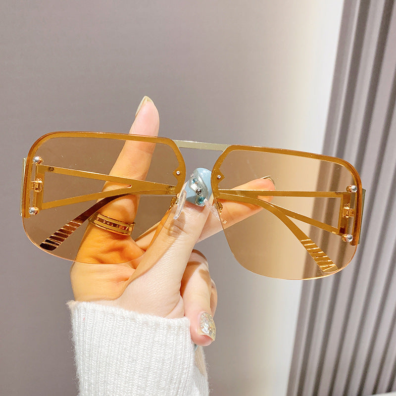 Wholesale New Sunglasses Men's Advanced Sense Metal Half-frame Aviator Sunglasses Women's Fashion